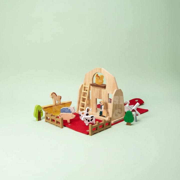 Wooden Travel Farm Playset Toddlers Animals and Wooden Animal Figures - Image 2