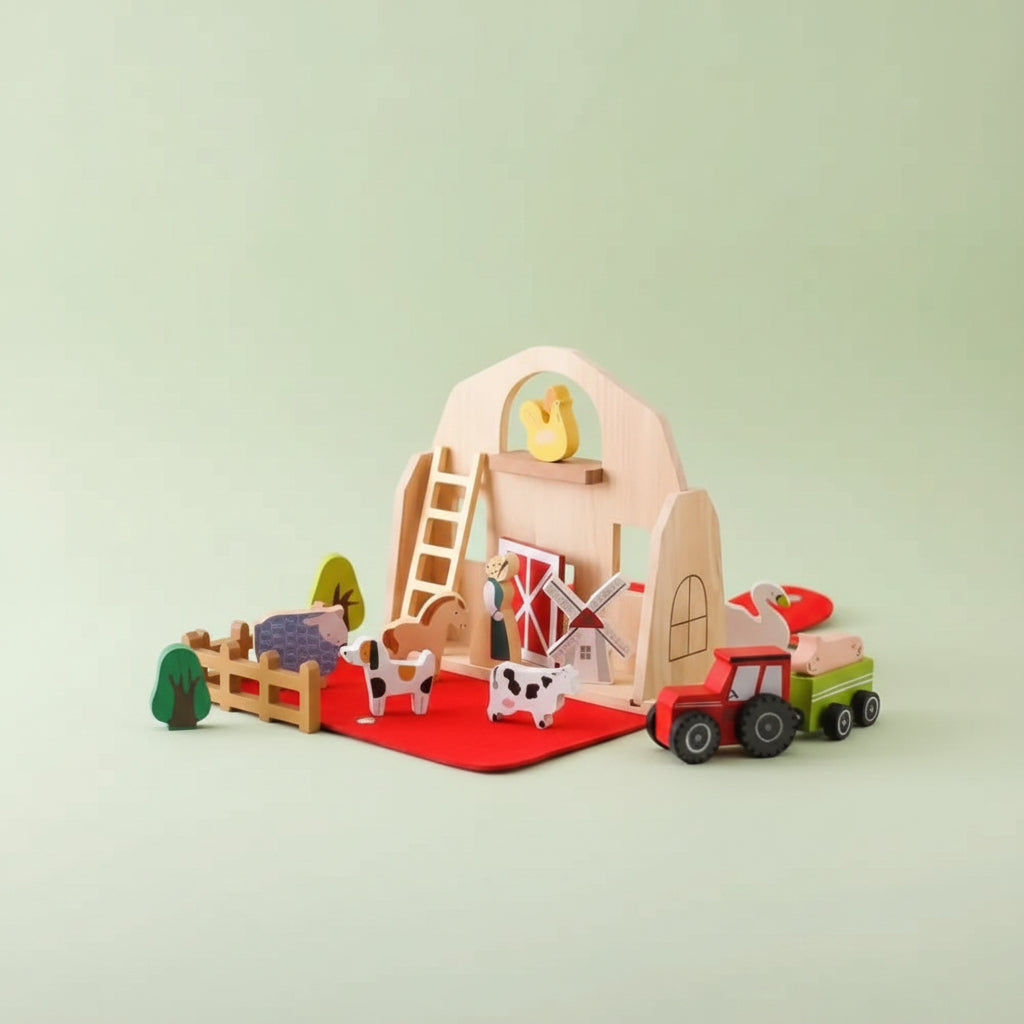 Wooden Travel Farm Playset Toddlers Animals and Wooden Animal Figures - Image 4