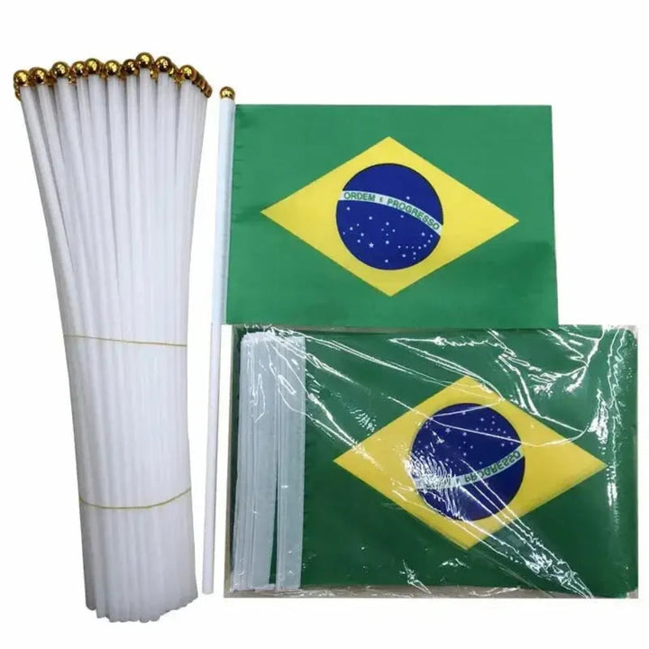 World Cup Women's Brazil Flag Hand Waving Mini Banner Pack Party Flag - Image 1