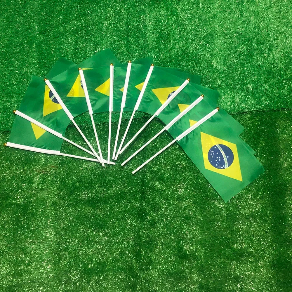 World Cup Women's Brazil Flag Hand Waving Mini Banner Pack Party Flag - Image 2