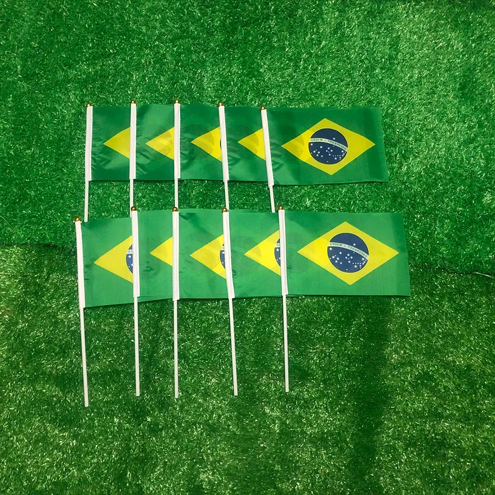 World Cup Women's Brazil Flag Hand Waving Mini Banner Pack Party Flag - Image 3