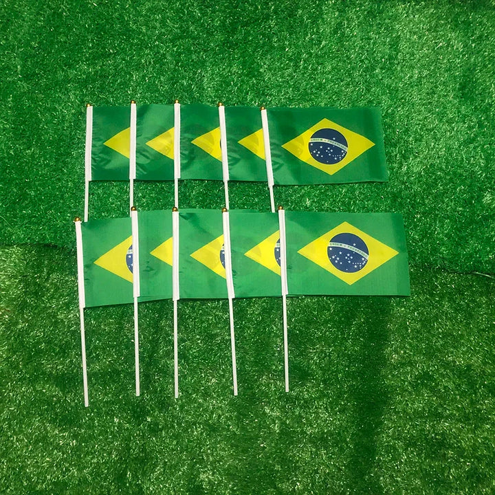World Cup Women's Brazil Flag Hand Waving Mini Banner Pack Party Flag - Image 3
